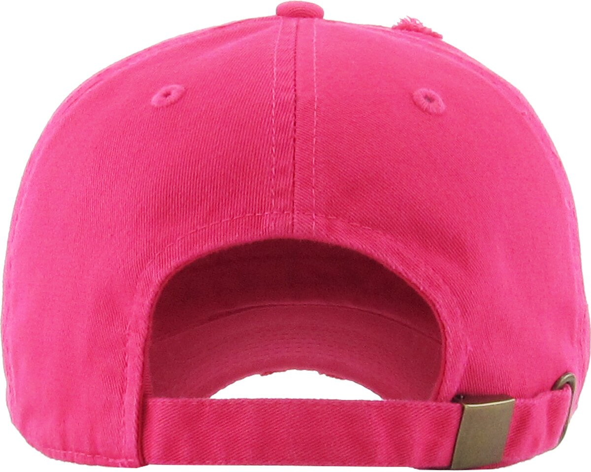 Hot Pink Distressed Vintage Baseball Cap Back View
